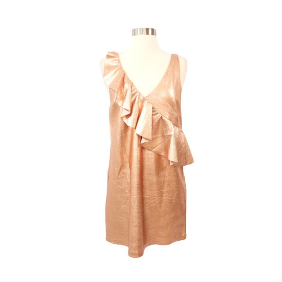 Rose Gold Metallic Ruffle Faux Suede Party… - Picture 9 of 12